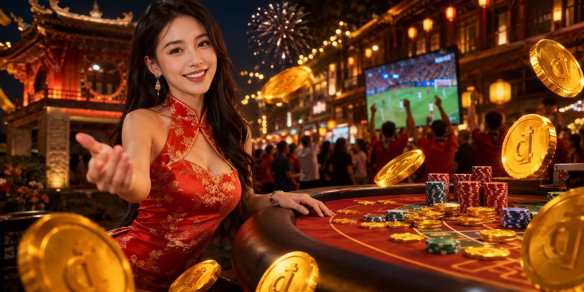Màn hình slot game tại chợ đêm Hà Nội sáng đèn