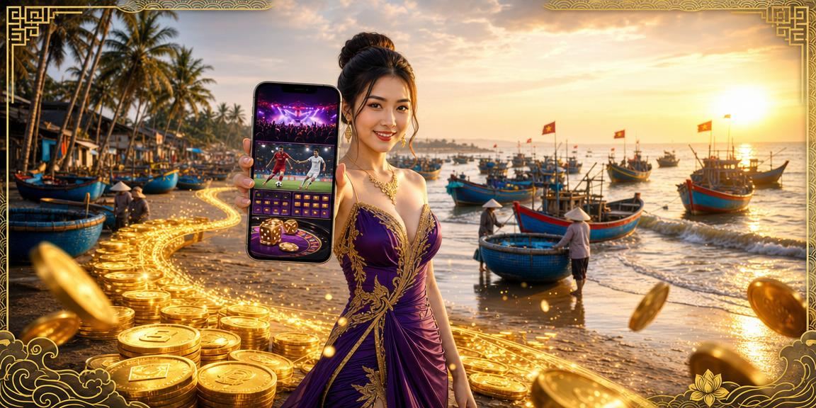 Người dùng chơi casino trực tuyến trên điện thoại tại bãi biển Mũi Né